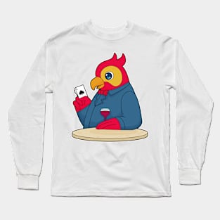 Parrot at Poker with Poker cards Long Sleeve T-Shirt